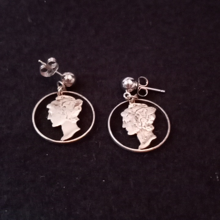 Vintage Handmade Mercury Liberty Dime Silver Earrings